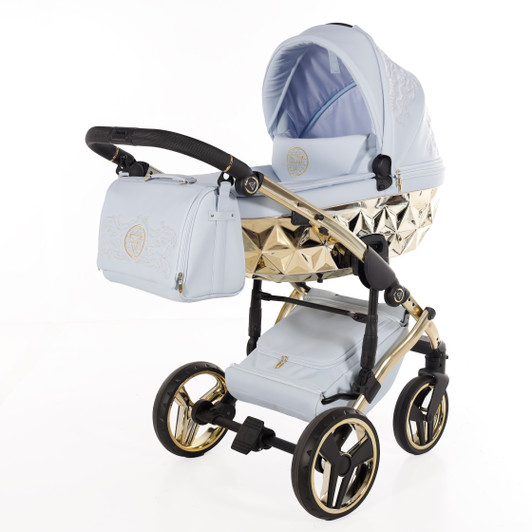 Enzo Blue Gold Pram Pushchair Travel System