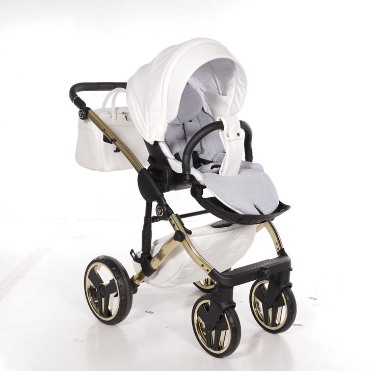Junama Fluo Individual Mirror White Gold Pram Pushchair Travel System