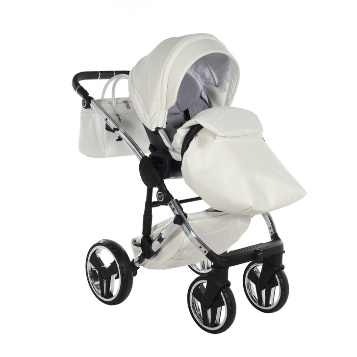 Junama Fluo Individual White Silver Pram Pushchair Travel System