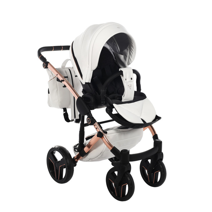 Junama S-Class White pram, pushchair and changing bag