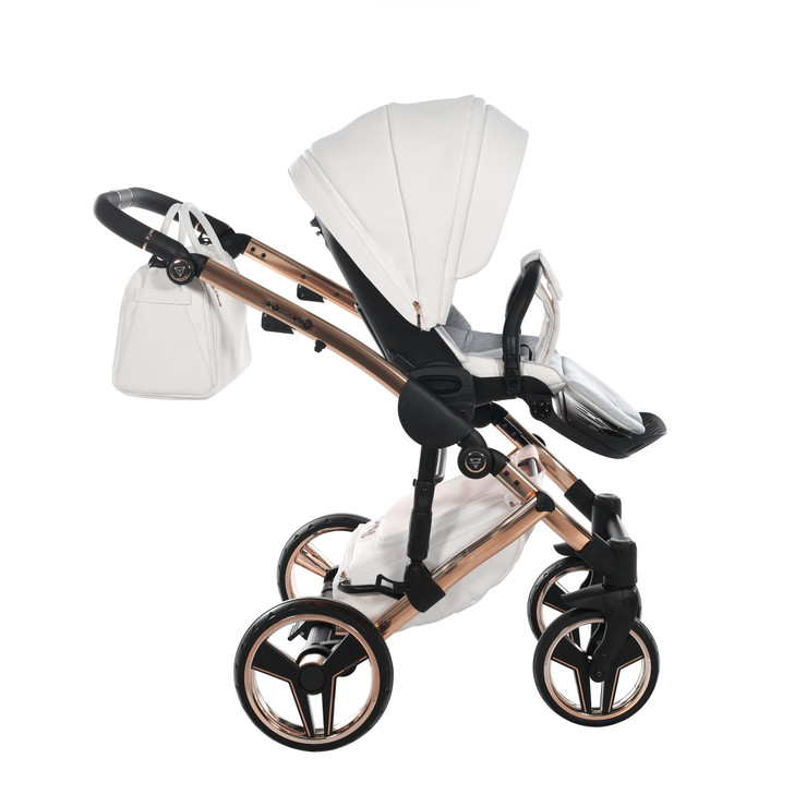 Junama Fluo Individual Mirror White Rose Gold Pram Pushchair Travel System