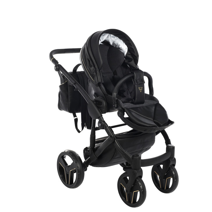 Junama S-Class Black pram, pushchair and changing bag