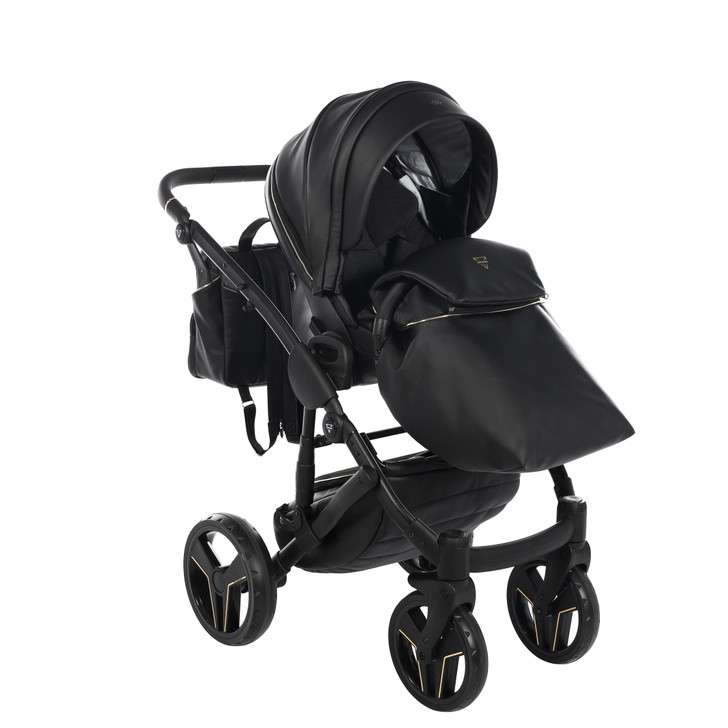 Junama S-Class Black pram, pushchair and changing bag