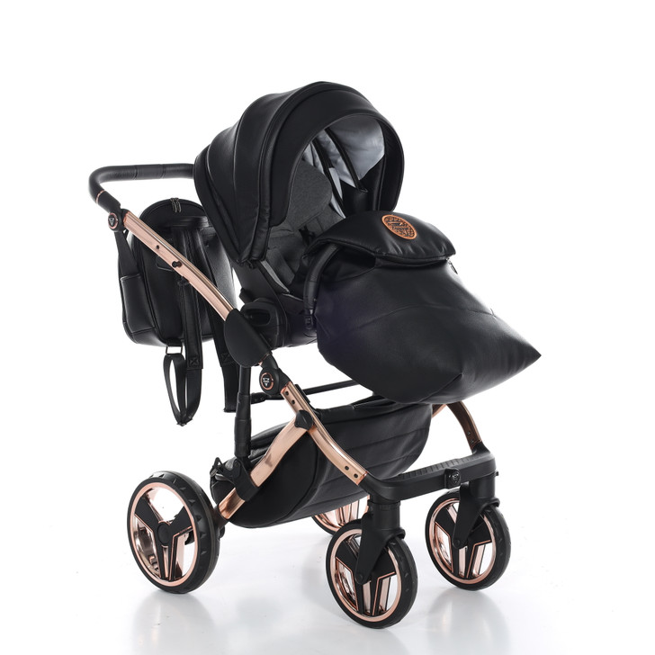 Junama Handcraft Black Rose Gold Pram & Pushchair