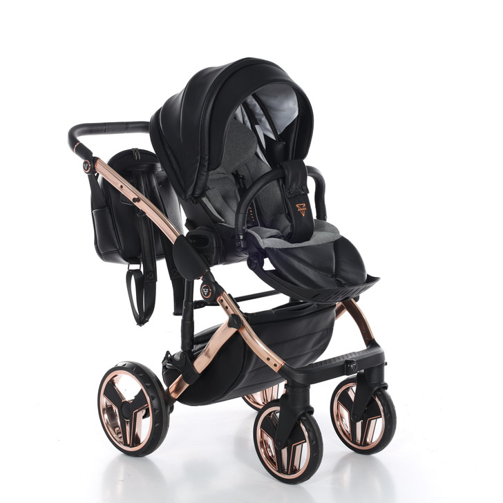 Junama Handcraft Black Rose Gold Pram Pushchair Travel System
