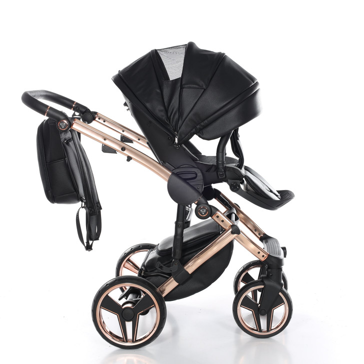 Junama Handcraft Black Rose Gold Pram & Pushchair