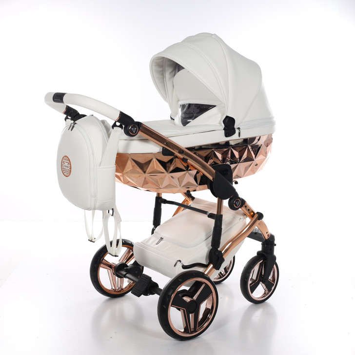 Junama Handcraft White Rose Gold Pram Pushchair Travel System