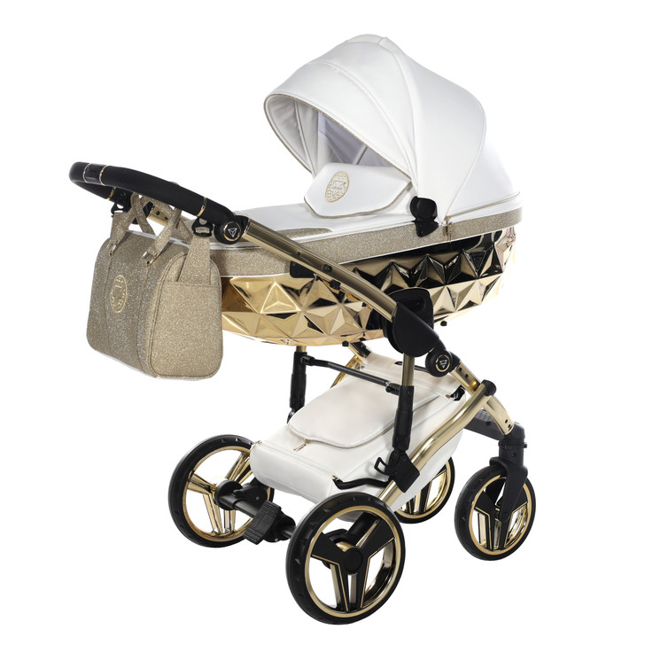 Junama Handcraft Glitter Gold 2‑in‑1 Pram Pushchair Travel System