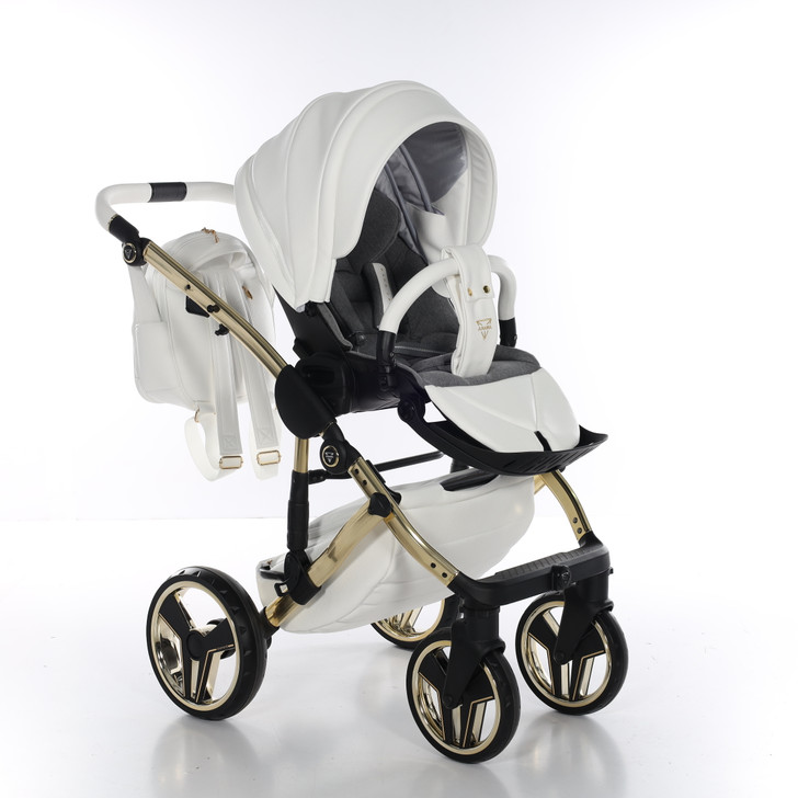 Junama Handcraft White Gold 2‑in‑1 Pram Pushchair Travel System