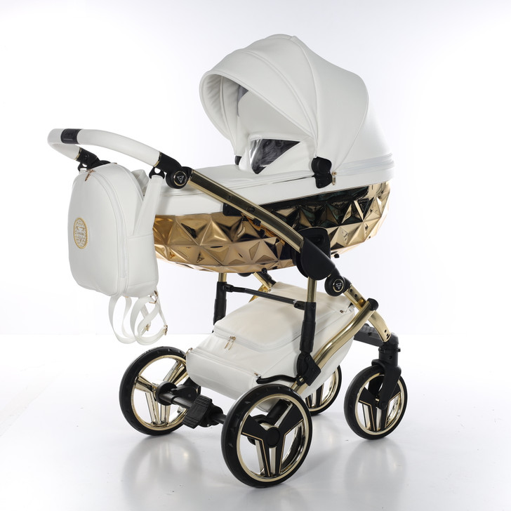 Junama Handcraft White Gold Pram & Pushchair