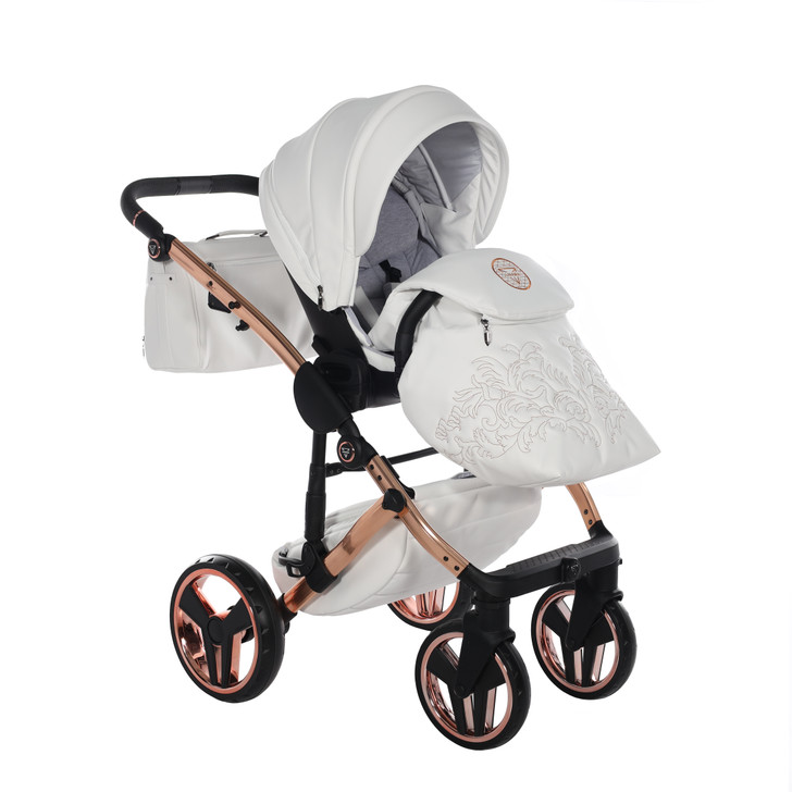 Junama Enzo White Rose Gold Pram & Pushchair