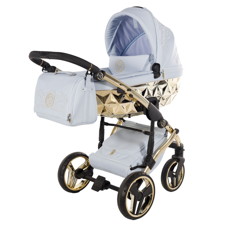 Enzo Blue Gold Pram Pushchair Travel System