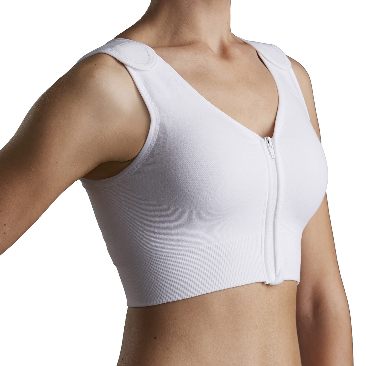 Women Post Surgery Front Fastening Sports Bra With Wide Back  Support-white(m) 
