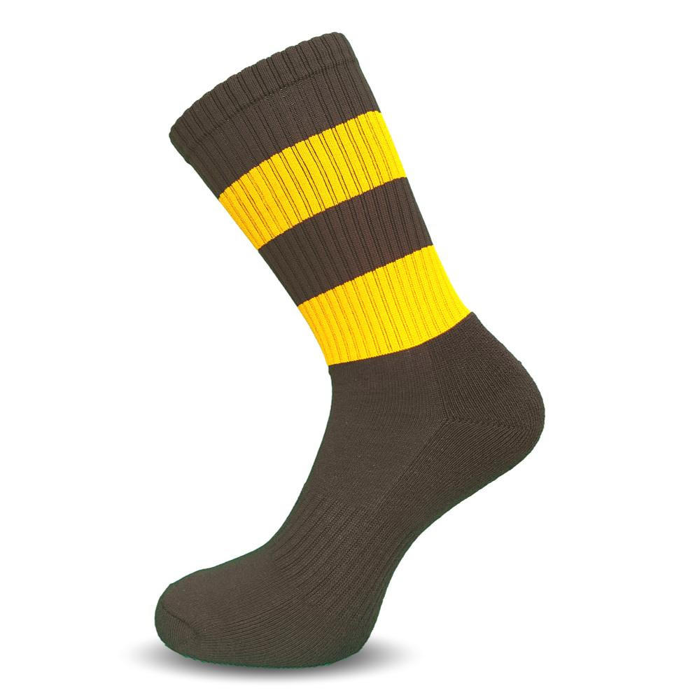 Buffalo Sports Short Style Ultra Football Socks - Brown/Dark Gold Hoops