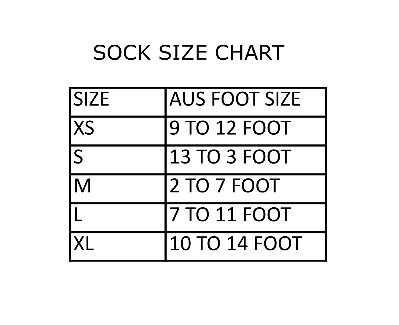 Socks Size Guide