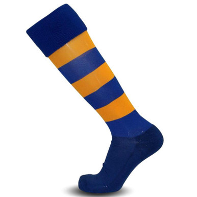 Buffalo Sports Ultra-Tec Football Socks - Royal Blue & Dark Gold Hoops