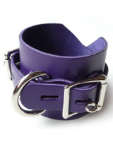 Purple Leather Ankle Cuffs with Locking Buckle