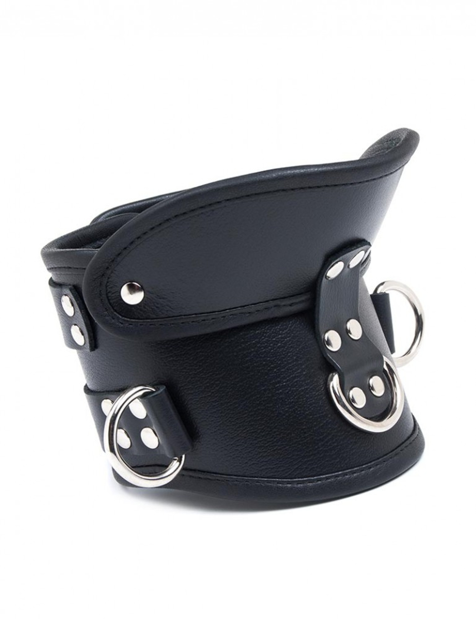 Adjustable Lockable Padded Leather Posture Collar with Padlock