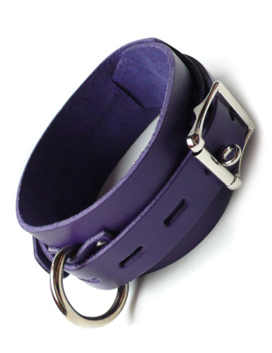 Purple Leather Collar with Locking Buckle