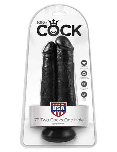 King Cock 7" Two Cocks One Hole - Black
