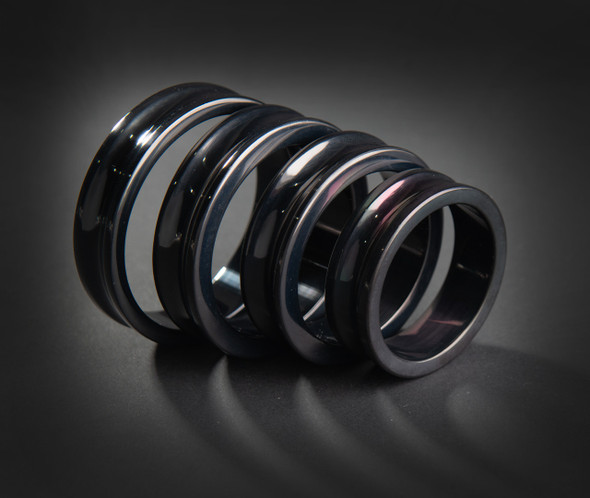 Black Concave Cock Ring - Stainless Steel