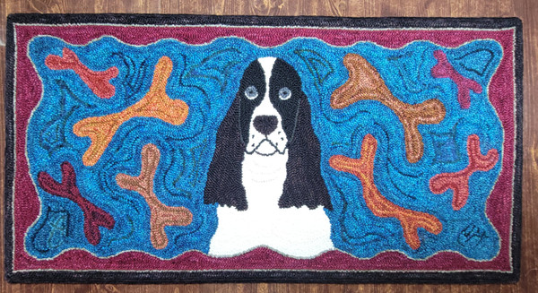 Oxford Punch needle rug hooked using Violet Jane wool rug yarn.  Angela Jones Raywick, KY