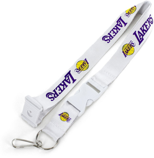 LOS ANGELES LAKERS (WHITE W/WHT BUCKLE) TEAM LANYARD