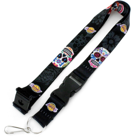 LOS ANGELES LAKERS (BLACK) SUGAR SKULL LANYARD