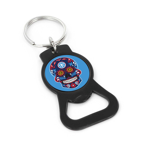 TENNESSEE TITANS SUGAR SKULL (BLACK) BOTTLE OPENER KEYCHAIN