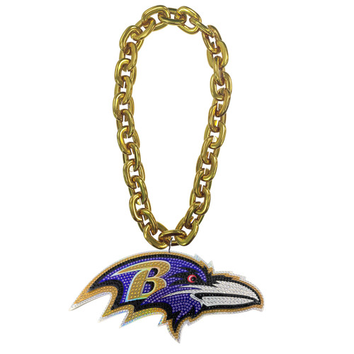 BALTIMORE RAVENS HEAD 'BLING' (GOLD) FAN CHAIN