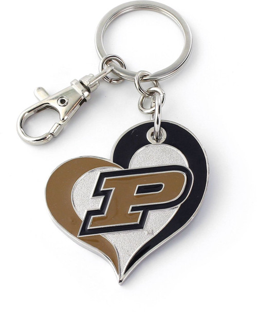 PURDUE SWIRL HEART KEYCHAIN