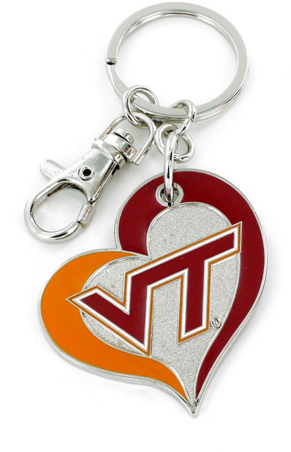 VIRGINIA TECH SWIRL HEART KEYCHAIN