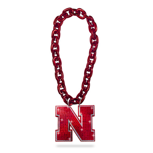 NEBRASKA 'BLING' (RED) FAN CHAIN  (CO)