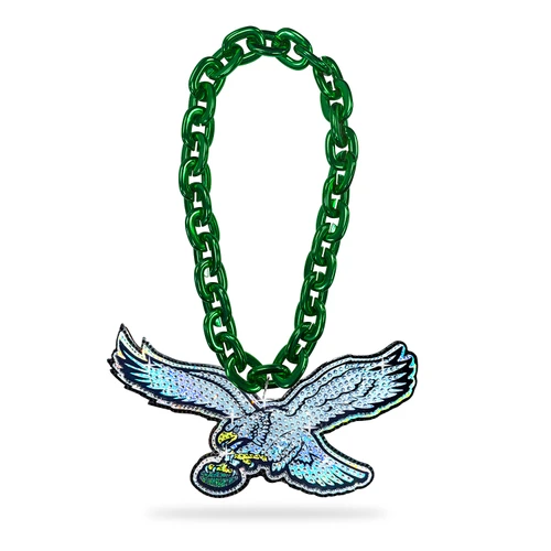 EAGLES WHITE EAGLE THROWBACK LOGO 'BLING' (GREEN) FAN CHAIN