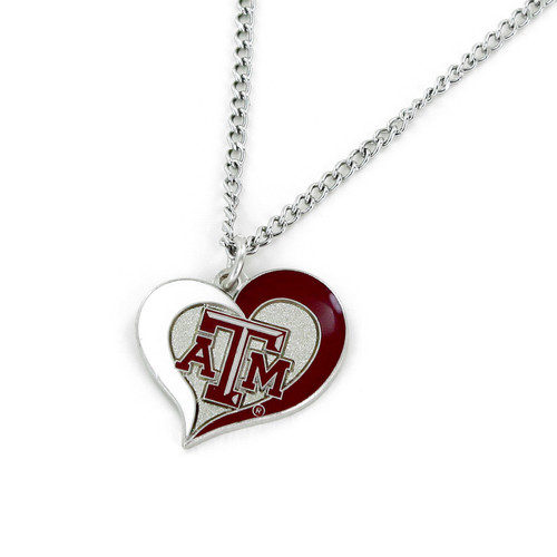 TEXAS A&M SWIRL HEART NECKLACE