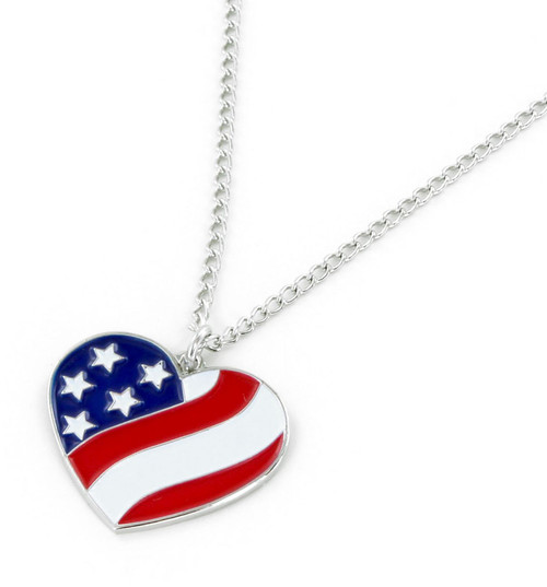 USA FLAG HEART PENDANT