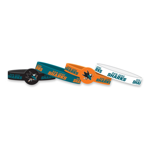 SAN JOSE SHARKS SILICONE BRACELET 4-PACK