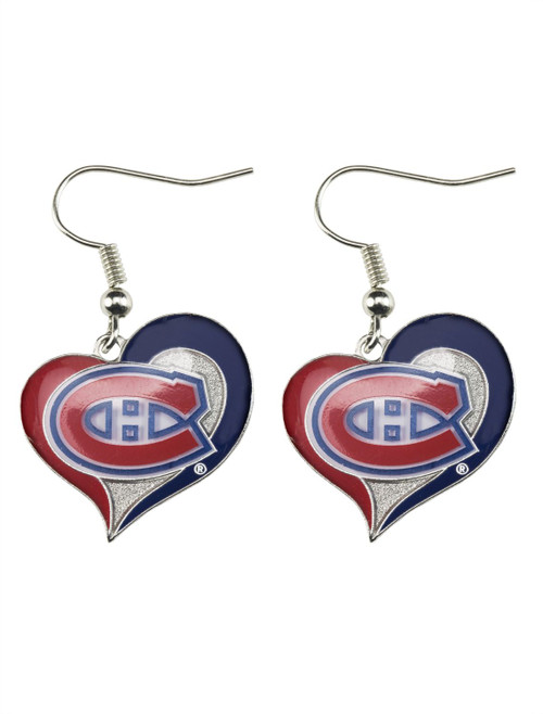 MONTREAL CANADIENS SWIRL HEART EARRINGS