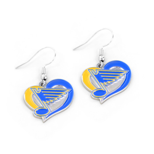 ST. LOUIS BLUES SWIRL HEART EARRINGS ST. LOUIS BLUES SWIRL HEART EARRINGS