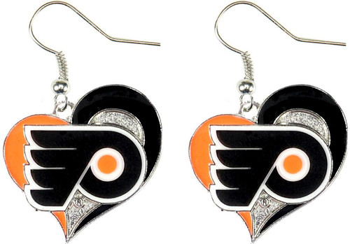 PHILADELPHIA FLYERS SWIRL HEART EARRINGS