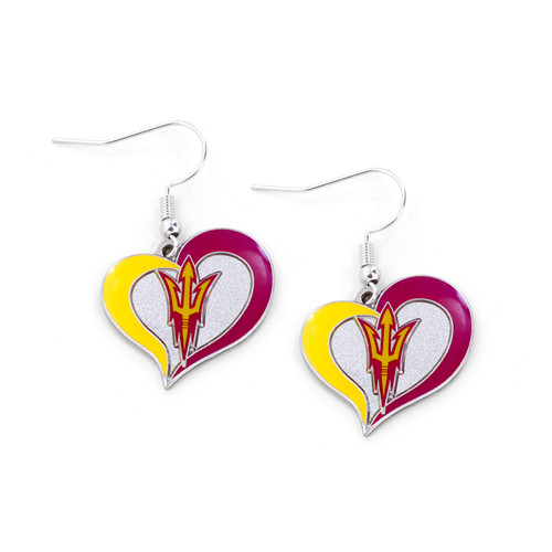 ARIZONA STATE SWIRL HEART EARRINGS