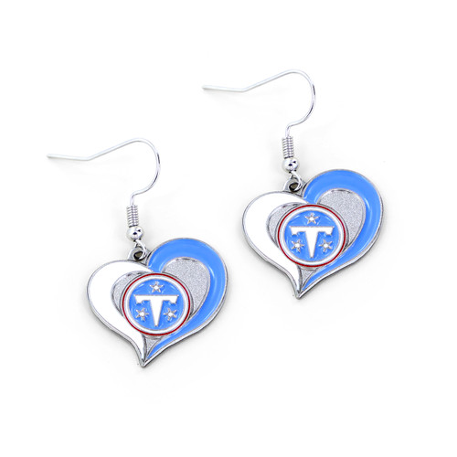 TENNESSEE TITANS SWIRL HEART EARRINGS