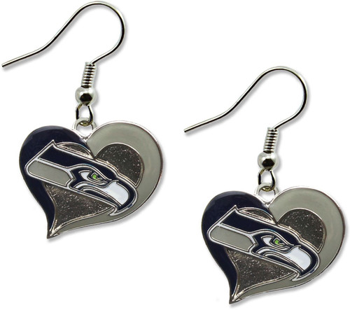 SEATTLE SEAHAWKS SWIRL HEART EARRINGS