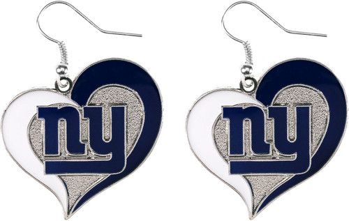 NEW YORK GIANTS SWIRL HEART EARRINGS