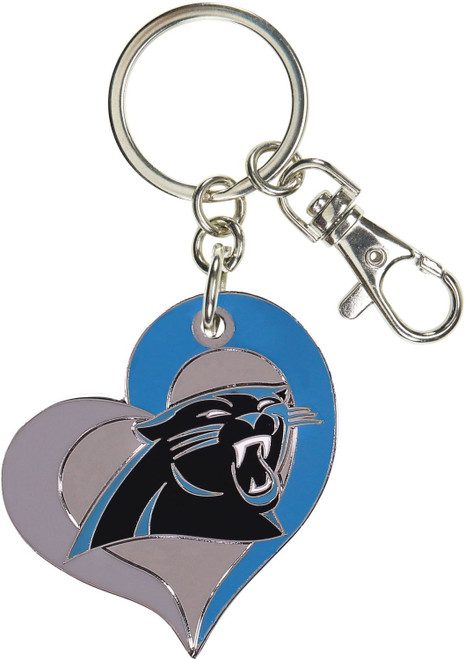 CAROLINA PANTHERS SWIRL HEART KEYCHAIN