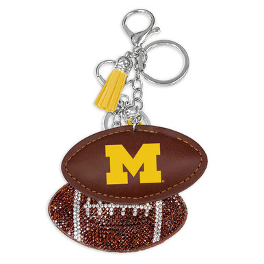 MICHIGAN RHINESTONE PUFF KEYCHAIN