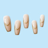 Set of Gold French Tip Nude Fake Nails with Adhesive Tap