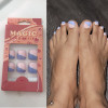 Purple Artificial Toe Nails With Silver Stripe