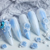 30pcs Elegant Gradient Blue Rose 3D Nail Charms