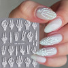 3pcs Halloween Skull Hand Bone Rose Nail Art Stickers